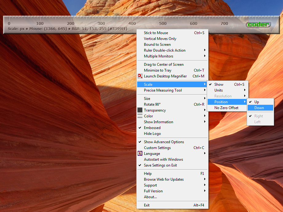 Click to view Desktop Ruler 3.30 screenshot